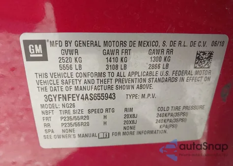 2010 Cadillac Srx Premium Collection из США, поврежденный, VIN 3GYFNFEY4AS655943